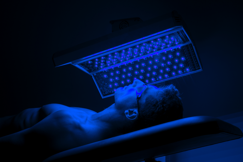 Luminothérapie LED bleue acné imperfections