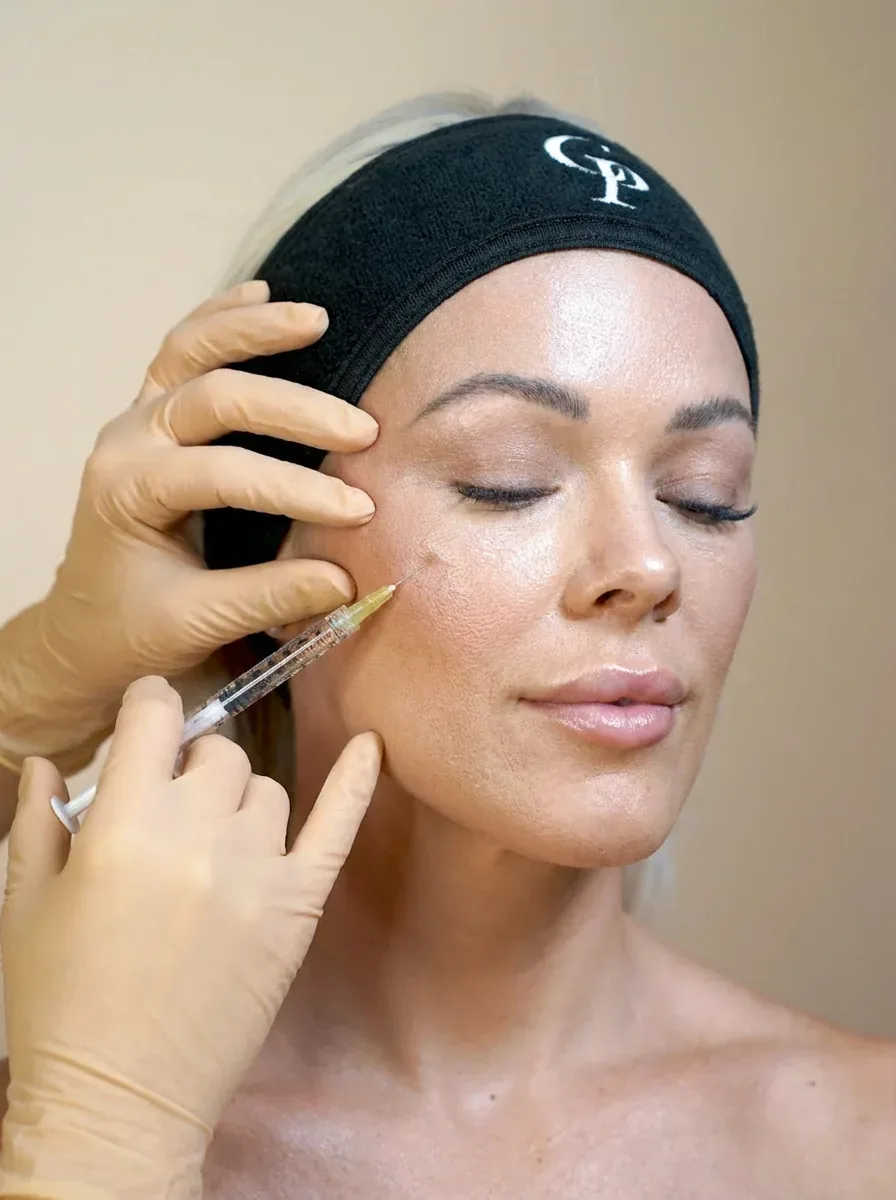 Injection d'acide hyaluronique fluide sur le visage lors d'une séance de Skinbooster à la Clinique Phenicia Marseille