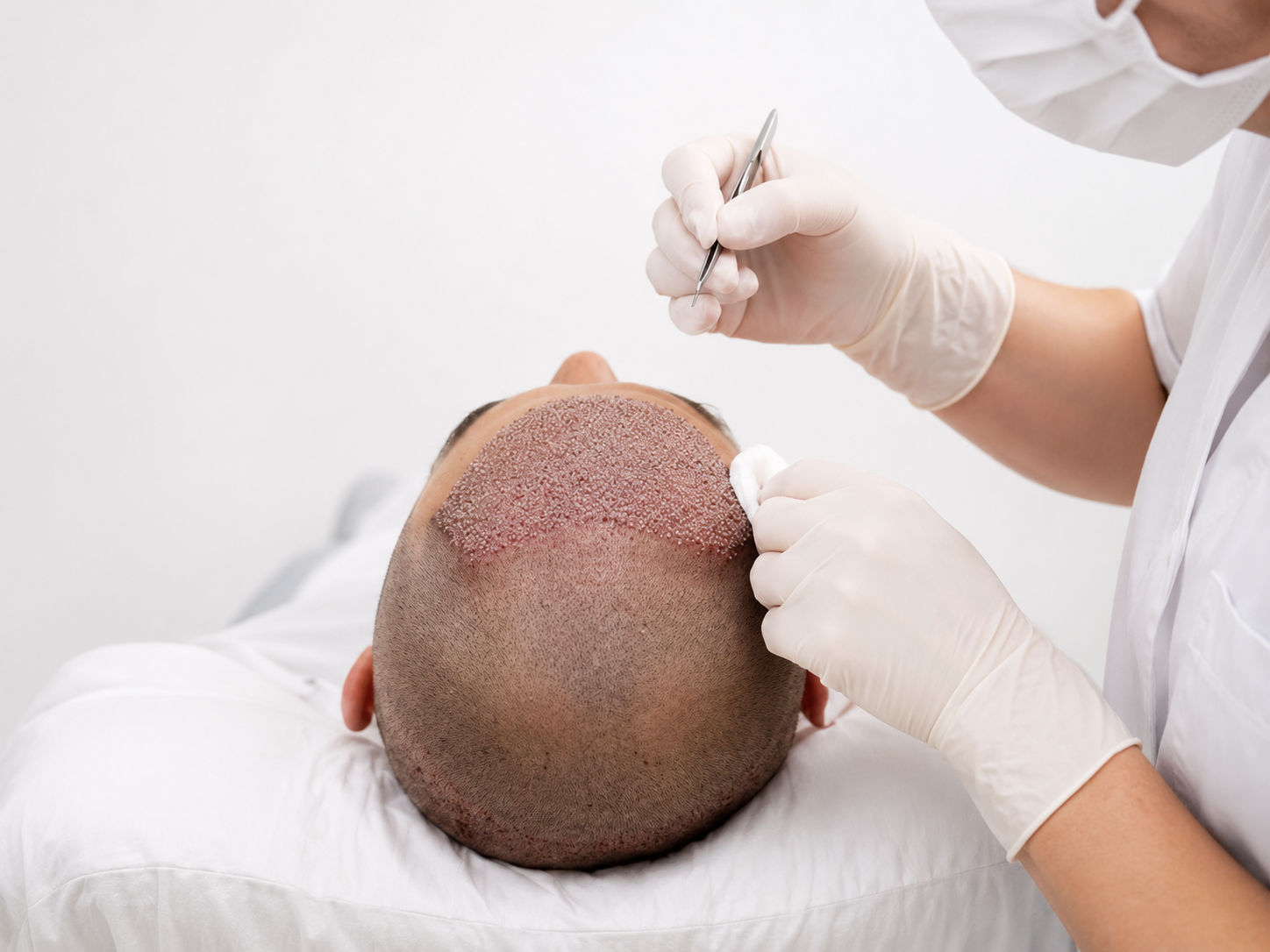 Extraction folliculaire FUE réalisée par l'équipe du Hair Lab de la Clinique Phenicia