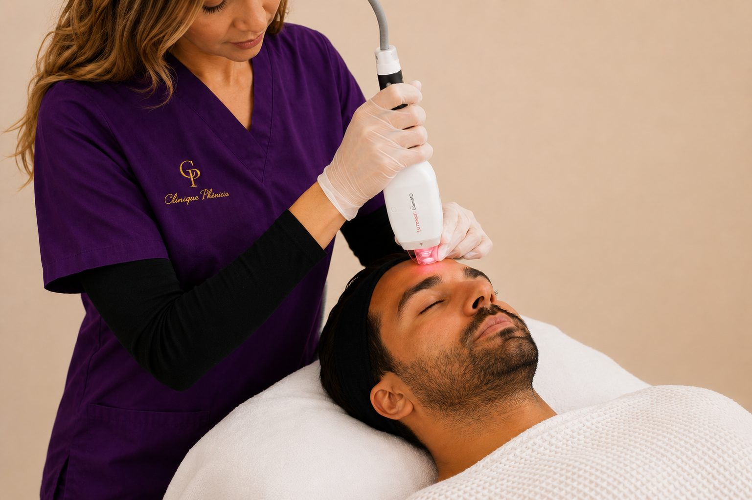 Soin laser du visage chez l'homme à la Clinique Phenicia, Marseille